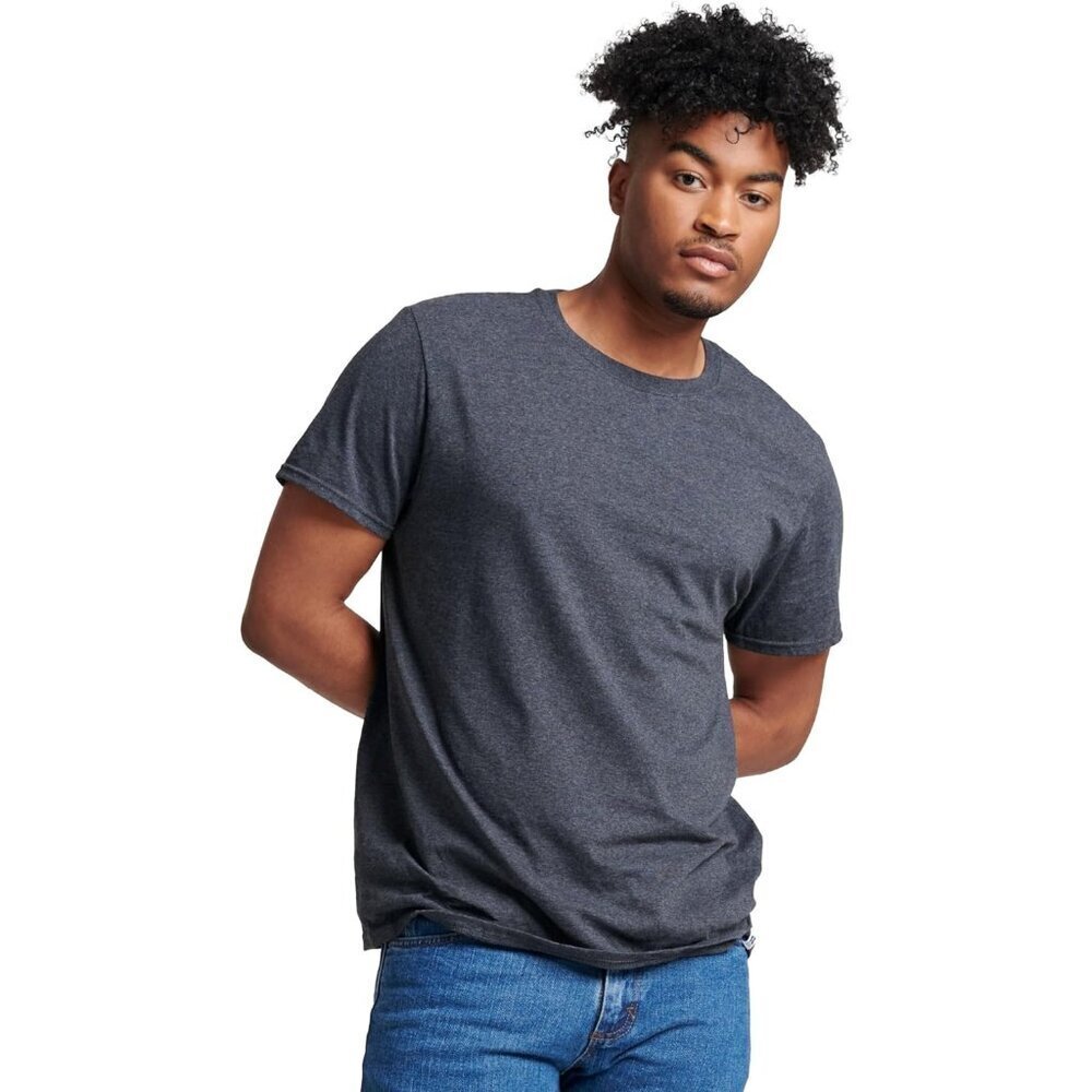 Russell Athletic Men's Black Heather Imported PullOn Dri-power Short Sleeve Tees